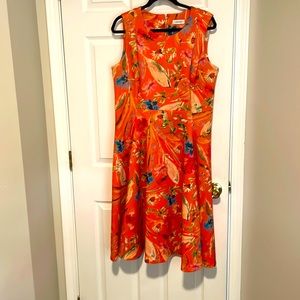 Calvin Klein fit and flare stretchy dress with pockets Sz 14